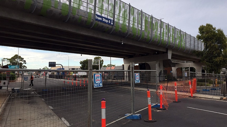 The closed South Road overpass.