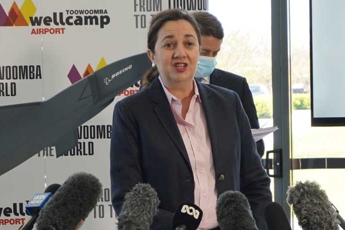 Queensland Premier Annastacia Palaszczuk at Wellcamp airport for Boeing drone announcement