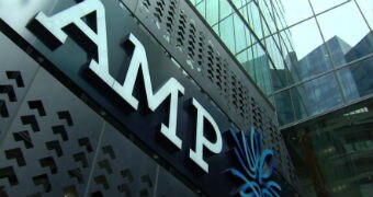 AMP logo on side of building