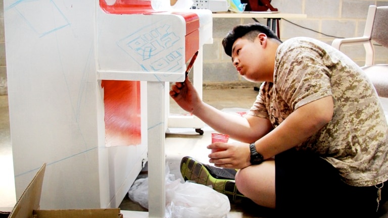 Painting pianos at the University of Canberra