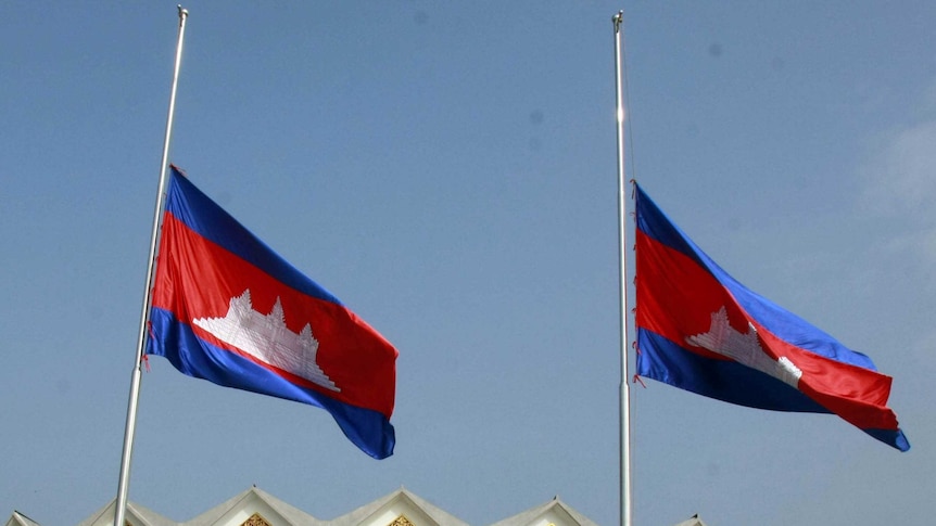 Cambodian flags at half mast