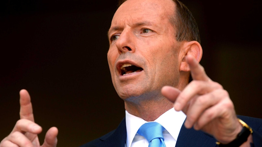 Prime Minister Tony Abbott speaks during a press conference.