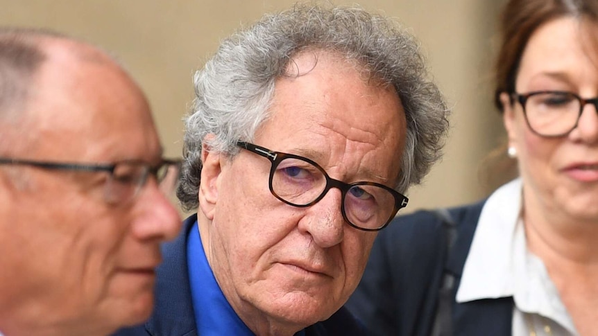 Geoffrey Rush arrives at the Federal Court in Sydney