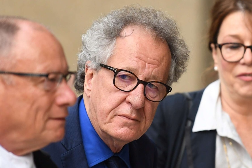 Geoffrey Rush arrives at the Federal Court in Sydney