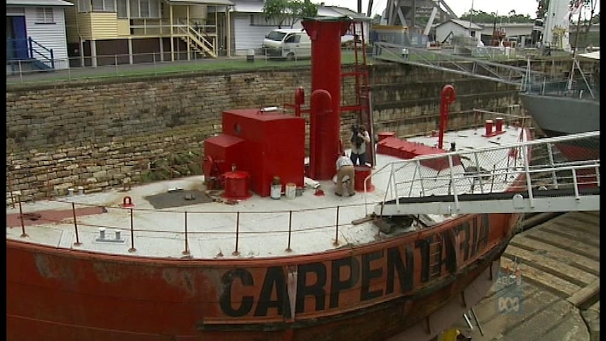 The 90-year-old bronze bell from the light-house ship Carpentaria was noticed missing from the South Bank dry dock yesterday.