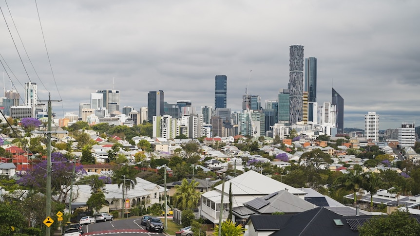 A grey sky over Brisbane's skyline.