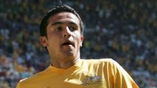 Tim Cahill celebrates one of his World Cup goals v Japan