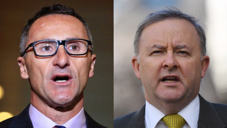 Greens leader Richard Di Natale and Labor's Anthony Albanese.