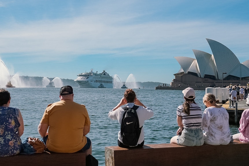 A cruise ship arrives in Sydney harbour