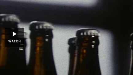 Beer bottles on canning line. Has Video.
