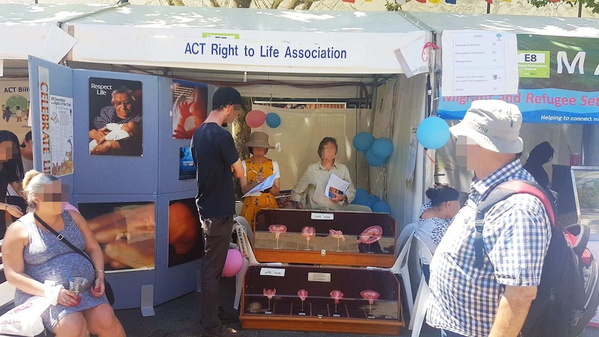 The ACT Right to Life Association's store at the Multicultural Festival, featuring a 'stage of life' model