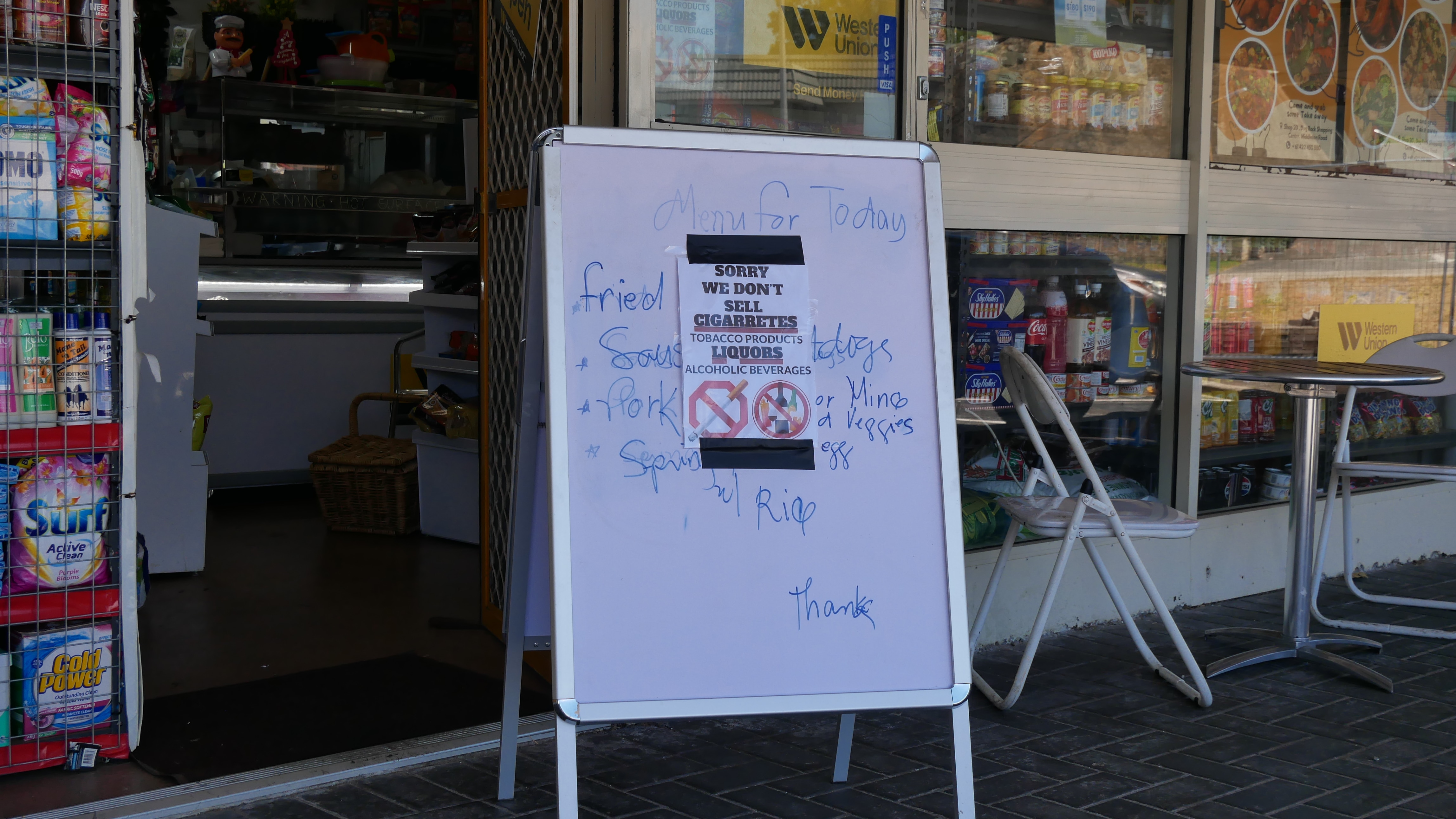 A close of sign reading: we do not sell cigarettes