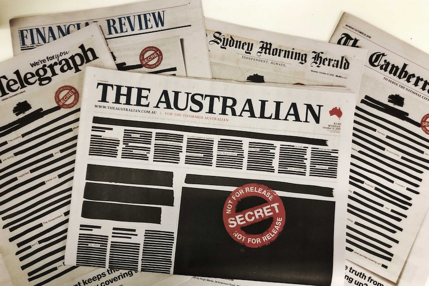 The Daily Telegraph, Financial Review, The Australian, The Sydney Morning Herald and the Canberra Times blacked out.