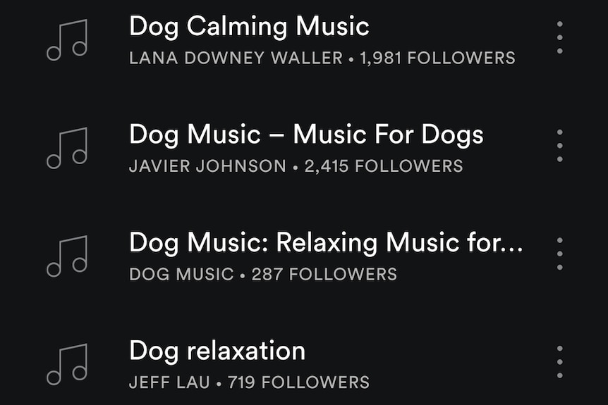 List of playlists aim at dogs