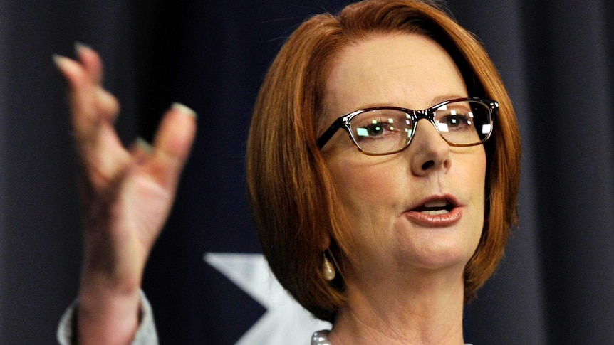 Prime Minister Julia Gillard speaks to the media during a press conference.