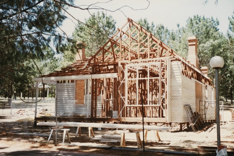 A historic house under reconstruction.