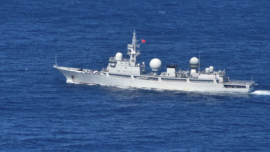 Chinese intelligence gathering ship sailing in open waters