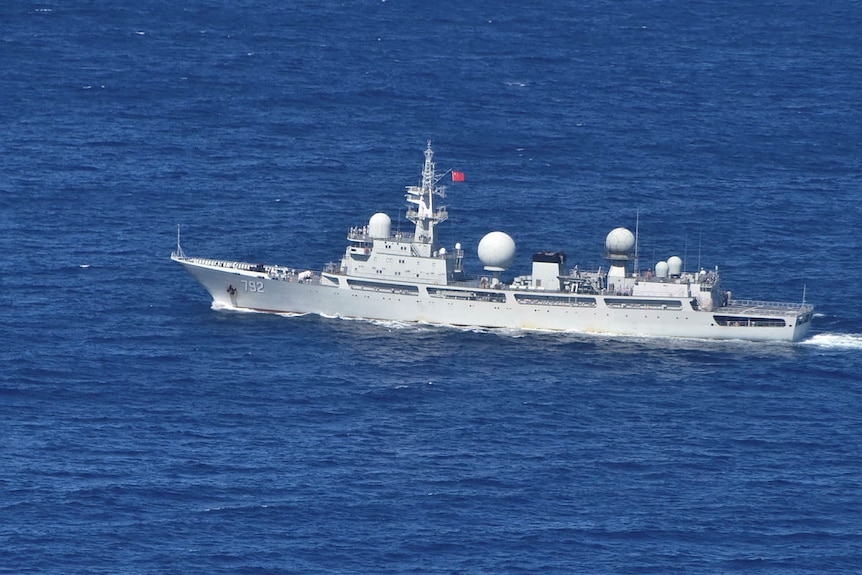 Chinese intelligence gathering ship sailing in open waters