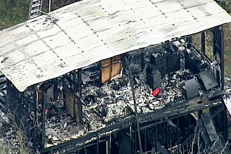 An aerial view of a house at Ocean Grove which was destroyed by fire.