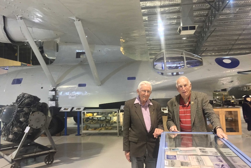 Dick Udy and Dick Peel in front of a Second World War Catalina