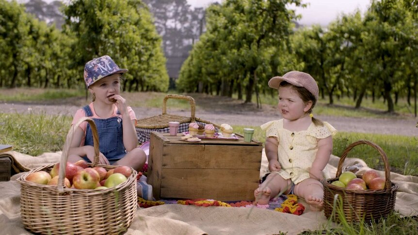 Isabella and Macie having a picnic