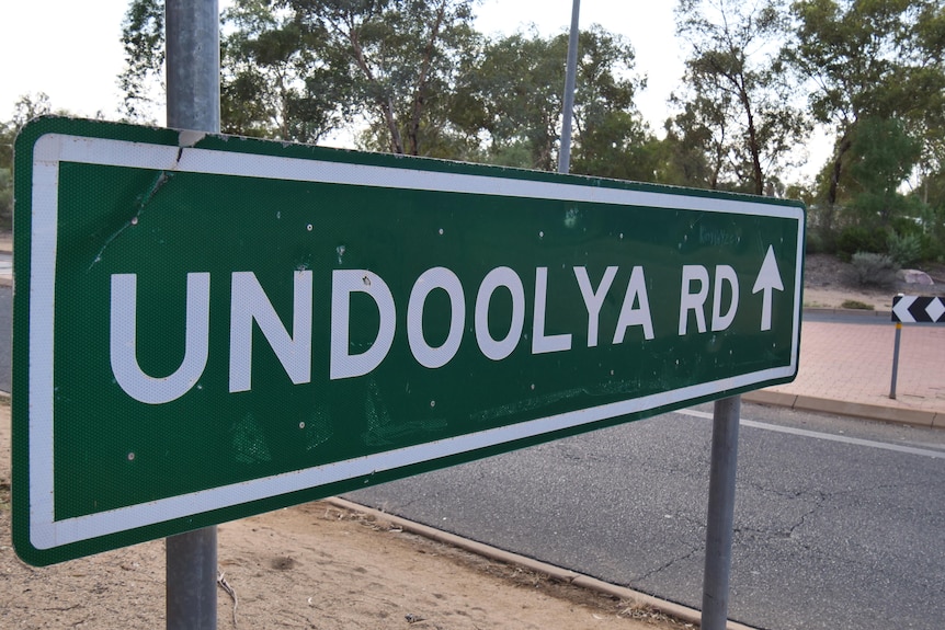 A sign for Undoolya Road in Alice Springs.