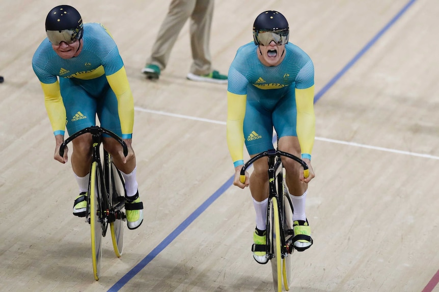 Matthew Glaetzer and Patrick Constable during men's team sprint