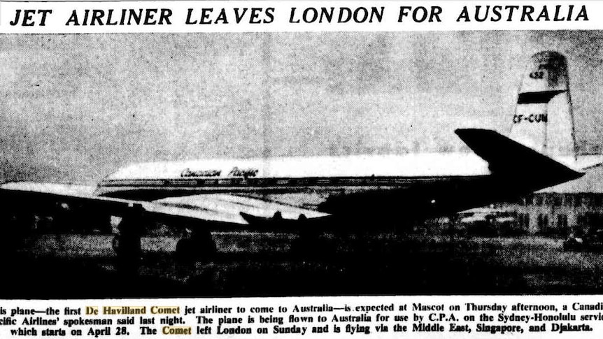 An article about the Comet airliner in the Sydney Morning Herald from 1953