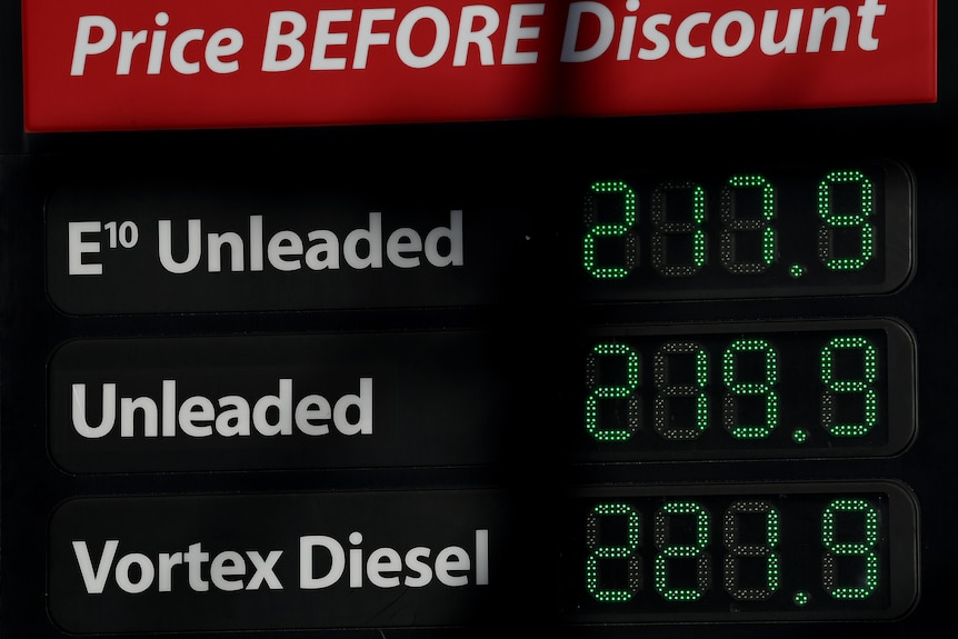Petrol prices at a petrol station
