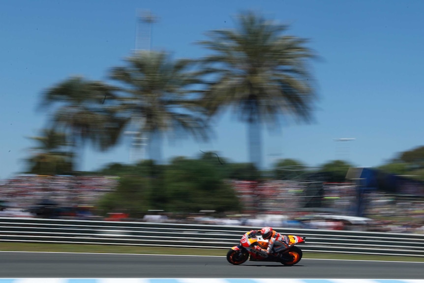 Marc Marquez rides during the Spanish GP