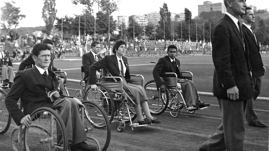 A young Kevin Coombs takes part in the Rome Summer Paralympics Opening Ceremony.
