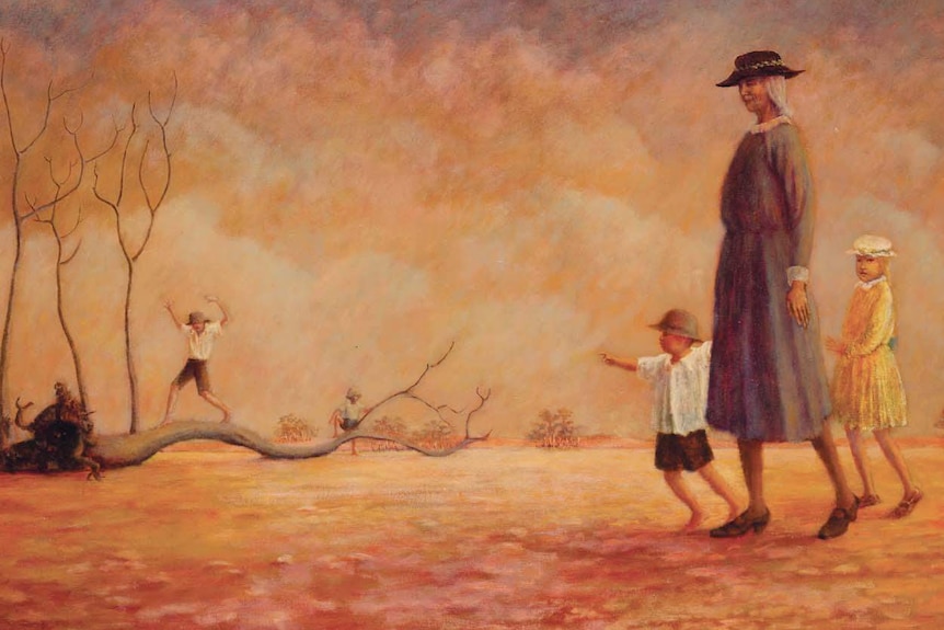 Russell Drysdale's painting Grandma's Sunday Walk.