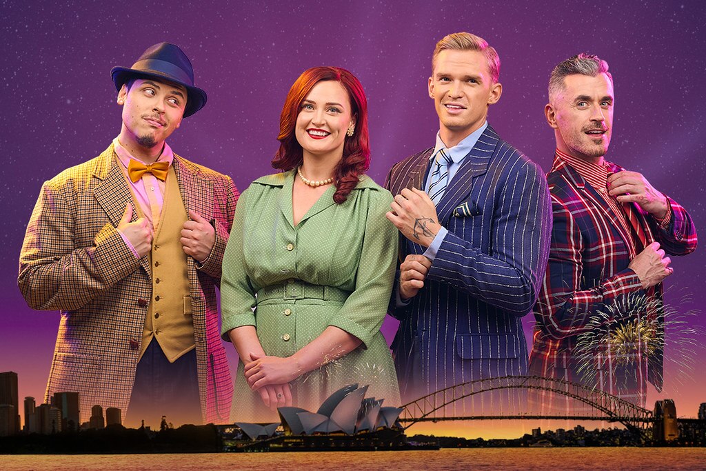 Cody Simpson and his Guys and Dolls co-stars Jason Arrow, Annie Aitken and Bobby Fox. 