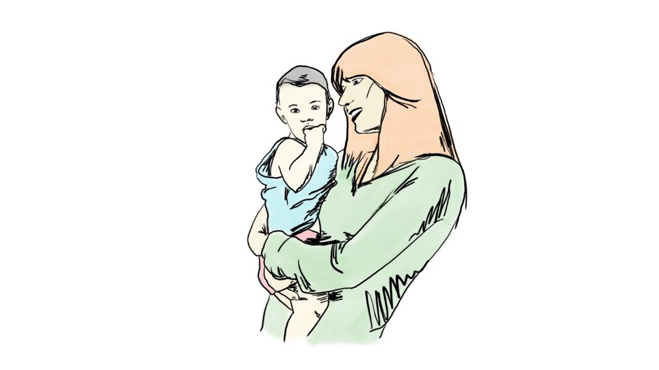 Illustration of mother and child