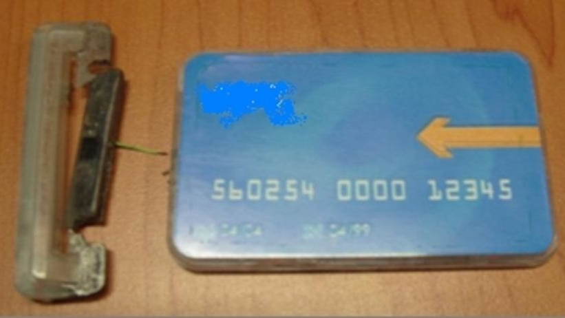 This is an example of an illegal skimming device used on ATMS in Victoria to collect banking details.