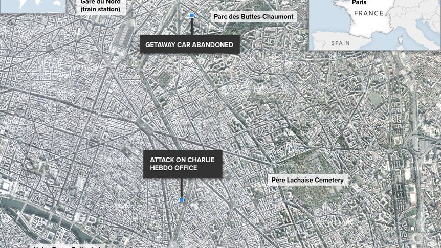 Charlie Hebdo shooting: Map of key locations