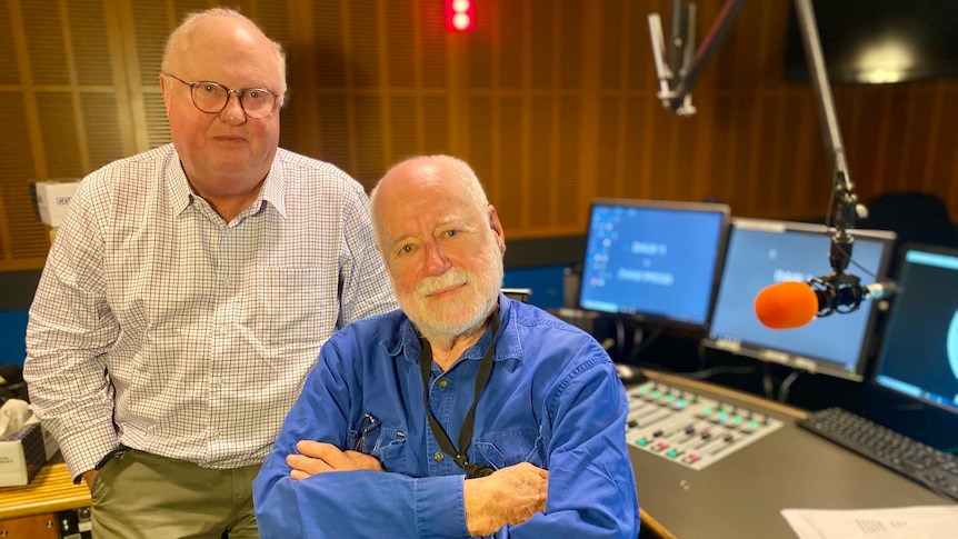 Geoffrey Watson and Phillip Adams in the Late Night Live studio