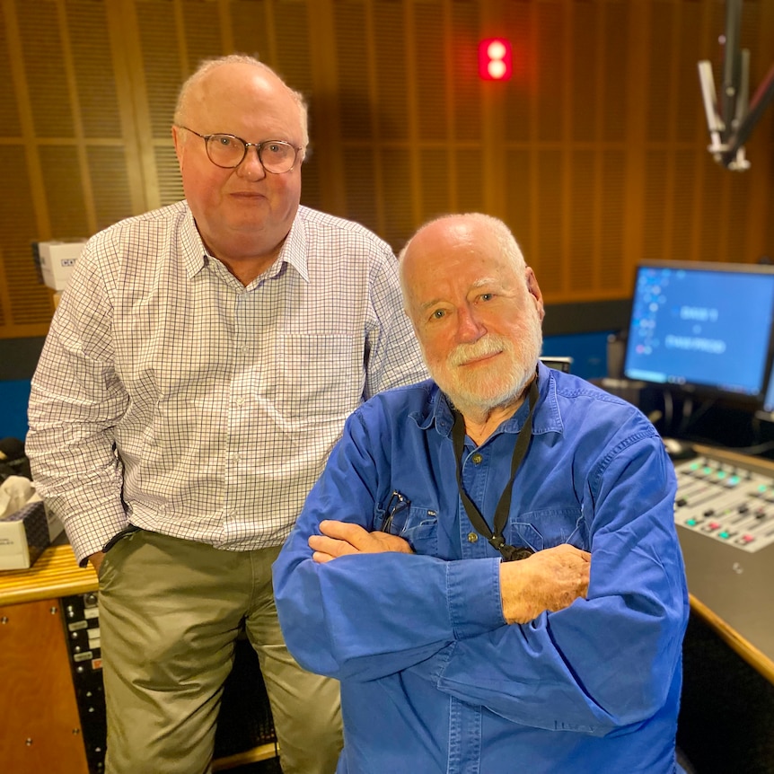 Geoffrey Watson and Phillip Adams in the Late Night Live studio