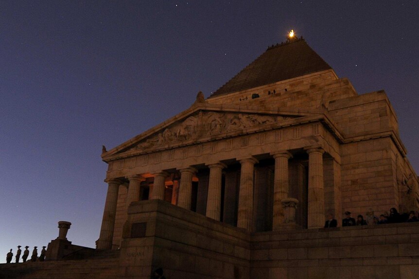 The ANZAC Day dawn service at the Shrine of Remembrance in Melbourne.