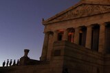 The ANZAC Day dawn service at the Shrine of Remembrance in Melbourne.