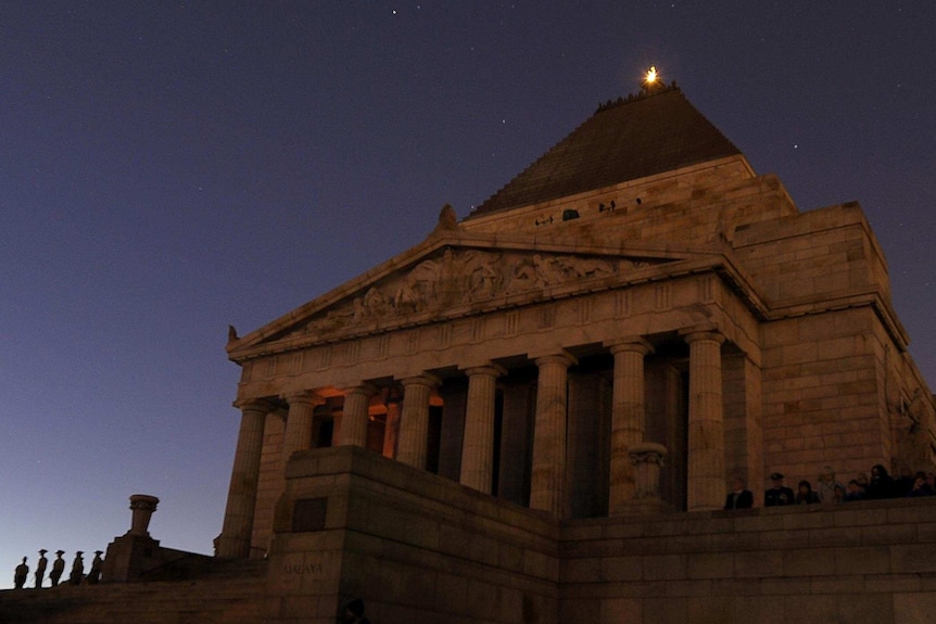 The ANZAC Day dawn service at the Shrine of Remembrance in Melbourne.