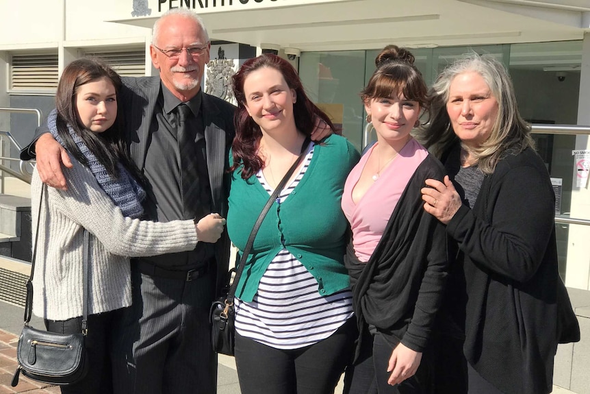 Stephen Taylor and his family outside Penrith Local Court