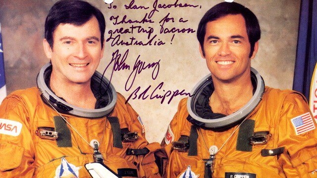 Signed photo of astronauts John Young and Bob Crippen