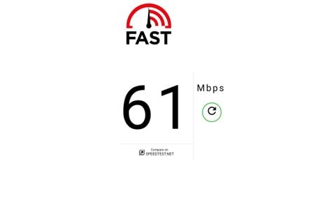 screenshot shows internet speed running at 61 Mbps.