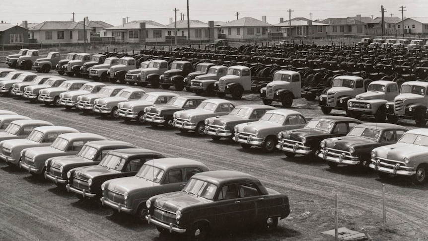 Ford Australia's storage yard in Geelong in 1951.