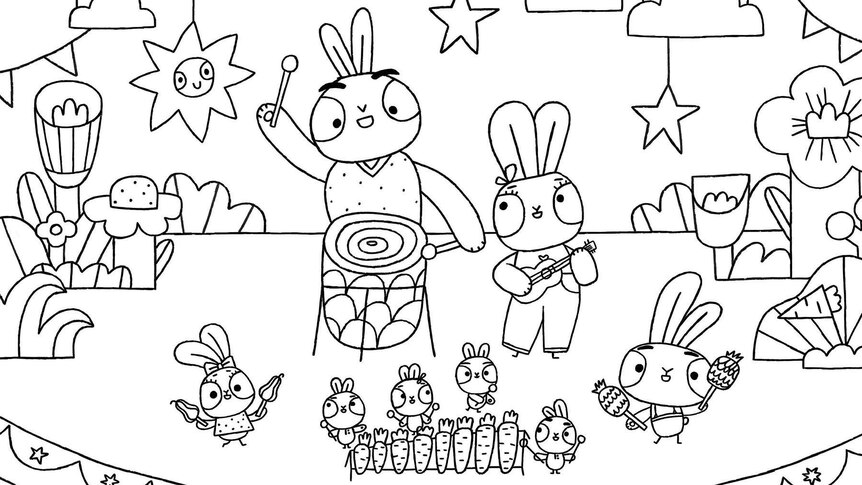 The Bunny Family playing music