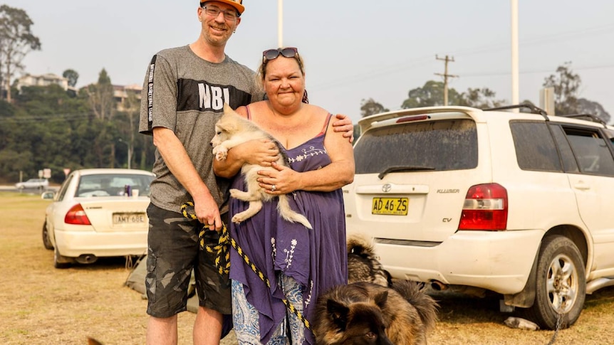 Man and woman with dogs