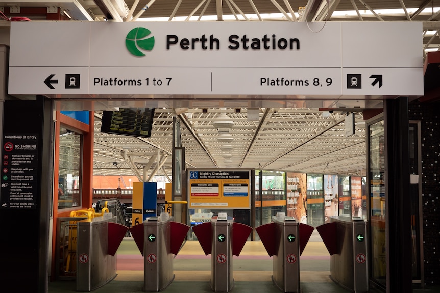 Perth train station looks empty