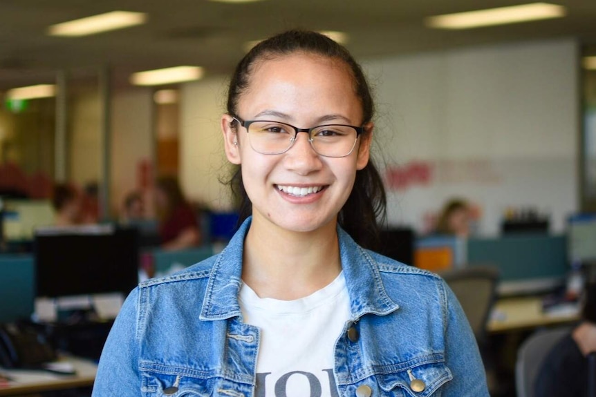 Annika McCaffrey in the offices of the Youth Affairs Council of Victoria.