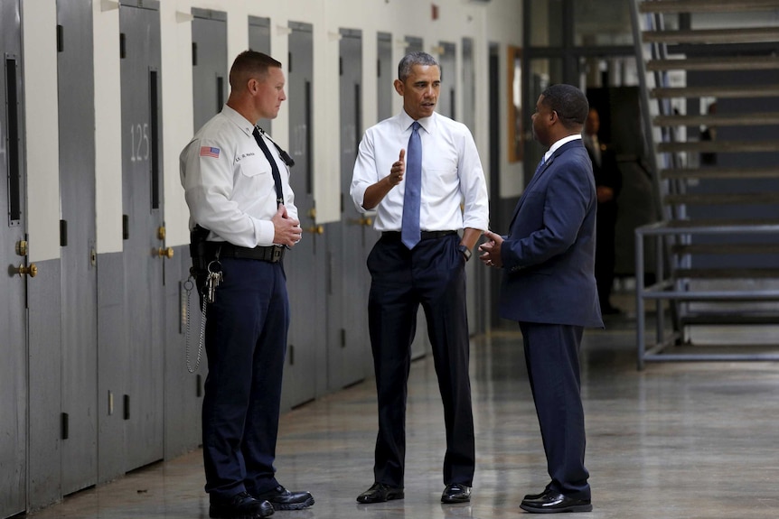Barack Obama tours the El Reno Federal Correctional Institution